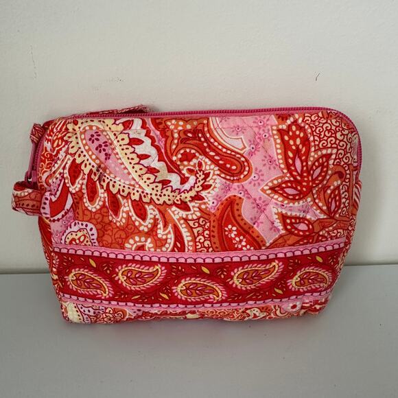 Vera Bradley Vintage Sherbet Medium Zip Cosmetic Lined Make-Up Toiletry Bag - Picture 2 of 7